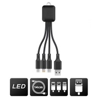 BENRI - Câble personnalisable USB-A vers 3-en-1 - Charge Ultra-Rapide 3A 20W - Format Porte-clés