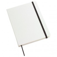 Carnet A5 blanc avec élastique de couleur à couverture rigide