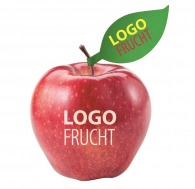 Pomme avec logo et étiquette
