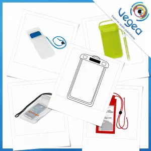 Etui ou pochette publicitaire étanche pour téléphone / smartphone, personnalisé avec votre logo| Goodies Vegea